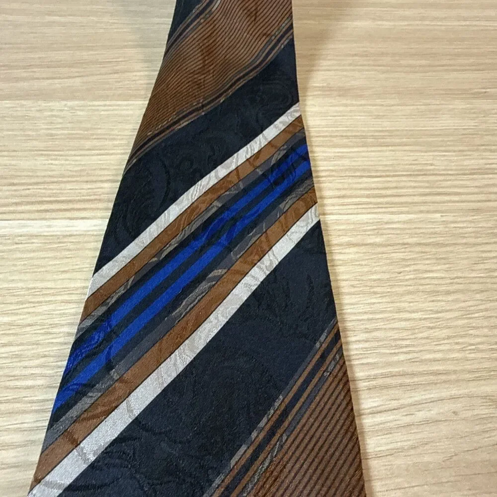 Mondo Di Marco Firenze Men's Silk Tie Abstract Geometric Striped Made In Italy